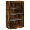 A product shot of a wooden bookshelf with glass shelves against a white background. Produktbild-Vorschau