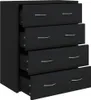 A black chest of drawers with four drawers, each with a silver handle. The drawers are slightly ajar, revealing the interior. Produktbild-Vorschau
