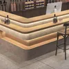 Moderne L-förmige Empfangstheke mit LED – Holzoptik Tresen Produktbild-Vorschau 3