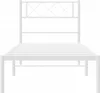 A white metal bed frame with a headboard is shown against a white background. Náhled obrázku produktu