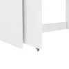 A close-up view of the bottom corner of a white desk, showing a small caster wheel. Anteprima dell’immagine prodotto
