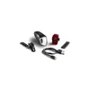 A set of bicycle lights and accessories arranged on a white background. Produktbild-Vorschau