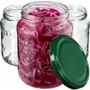 Three glass jars, one filled with purple cabbage, and a green lid. Produktbild-Vorschau