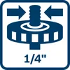 A graphic illustration showing a screw being compressed by two arrows, with the text '1/4"' below. Voir les images du produit