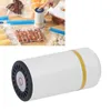 A collage showing a hand using a vacuum sealer on food bags, and a close-up of the vacuum sealer. Produktbild-Vorschau