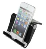 A white smartphone is placed in a black stand against a white background. Produktbild-Vorschau