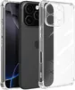 Three iPhone cases are shown in a studio shot. The cases are clear and black. Produktbild-Vorschau