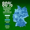 A map of Germany showing water hardness levels, with text explaining that 80% of households have medium to very hard water. Produktbild-Vorschau