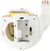 The underside of a white lucky cat figurine, showing the battery compartment and a QC Passed sticker. Produktbild-Vorschau