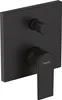 A black matte shower faucet with a square backplate and a single lever handle. Produktbild-Vorschau