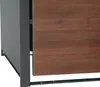 A close-up view of the corner of a trash can enclosure, showing the dark brown wood-look panel and the gray metal frame. Produktbild-Vorschau