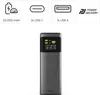 A power pack with a digital display showing charging information, presented on a white background with feature icons above. Produktbild-Vorschau