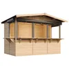 A wooden garden house or market stall shown from the front. Voir les images du produit