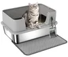 PawHut Katzentoilette Edelstahl Offene Katzenklo mit Produktbild-Vorschau 1