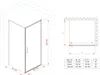 A technical drawing and a table of dimensions for a shower enclosure. Produktbild-Vorschau