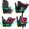 A collage of four images showing a car seat from different angles, highlighting its 360-degree rotation feature. Produktbild-Vorschau