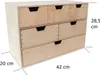 A wooden drawer box with dimensions indicated. Produktbild-Vorschau
