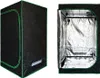 A split image showing a closed and an open grow tent. Produktbild-Vorschau