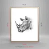 Gerahmtes Poster - Rahmen in heller Eiche - Nashorn Porträt Produktbild-Vorschau 5