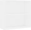 A white, two-shelf bookcase shown from the front. Podgląd zdjęcia produktu