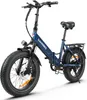 A blue electric bicycle with fat tires is shown against a white background. Produktbild-Vorschau