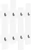 A white wall-mounted coat rack with black hooks. Náhľad obrázku produktu