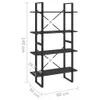 vidaXL Regál na knihy 4 přihrádky šedý 80x30x140 cm výrobek Náhled obrázku produktu 7