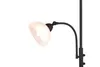 A close-up of a black floor lamp with a white frosted glass shade. Náhled obrázku produktu