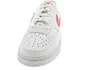 A close-up, front-facing view of a white Nike Court Vision Lo NN sneaker with red accents. Produktbild-Vorschau