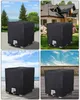 Collage of four images showing a black water tank cover on different outdoor backgrounds. Produktbild-Vorschau