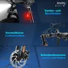 A collage of images showcasing features of an electric mountain bike. Produktbild-Vorschau