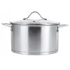 A stainless steel pot with a glass lid is shown against a white background. Náhľad obrázku produktu