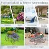 A collage of images showing different applications of a wooden wagon planter, including a backyard, garden, living room, and front porch, with one image showing the wagon decorated for Christmas. Voir les images du produit
