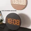 Digitale Holz-Wanduhr mit LED-Anzeige – Groß, rund, 12/24 Produktbild-Vorschau 4