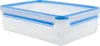 A clear studio shot of a transparent food storage container with a blue lid. Náhľad obrázku produktu