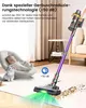 A cordless vacuum cleaner is shown in a living room setting with a baby and a cat. Produktbild-Vorschau