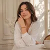 Bransoletka z bursztynu krzyżyki koniakowy i stalowy damska Podgląd zdjęcia produktu 3