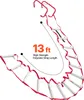 A red and silver emergency ladder is displayed diagonally against a white background, with text indicating its length and material. Anteprima dell’immagine prodotto