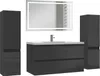 Hochschrank 110cm Schwarz Hochglanz Badschrank Seiteschrank Produktbild-Vorschau 4