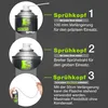 An infographic showing three different spray nozzles for a can of compressed air. Produktbild-Vorschau