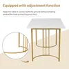 A close-up view of a table leg with text highlighting its adjustment function. Voir les images du produit