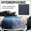 Marketing image for a hydrophobic coating product, showing water beading on a treated surface and a comparison of a coated vs. uncoated car hood. Náhled obrázku produktu