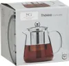 The image shows the packaging of a glass teapot with a metal infuser, filled with tea. Podgląd zdjęcia produktu