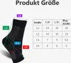 A graphic showing a sock with measurement labels and a size chart. Produktbild-Vorschau