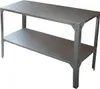A metal workbench with two shelves against a white background. Voir les images du produit