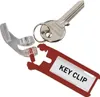 A key and a key clip are shown on a white background. Produktbild-Vorschau