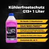 A bottle of pink coolant is shown with text overlays describing its features and benefits. Produktbild-Vorschau