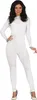 A woman is posing in a white full-body suit. Produktbild-Vorschau