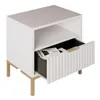 Nachttisch Weiß Gold 42x30x45cm mit 1 Schublade – Moderne Produktbild-Vorschau 2