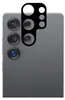 A close-up view of the rear camera module of a smartphone, with a black protective cover placed over it. Produktbild-Vorschau